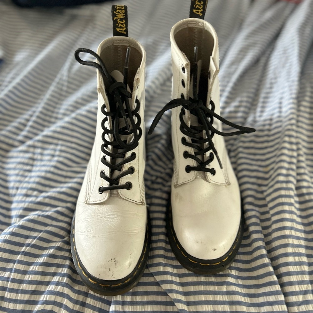 White Dr. Marten Jaden boot.